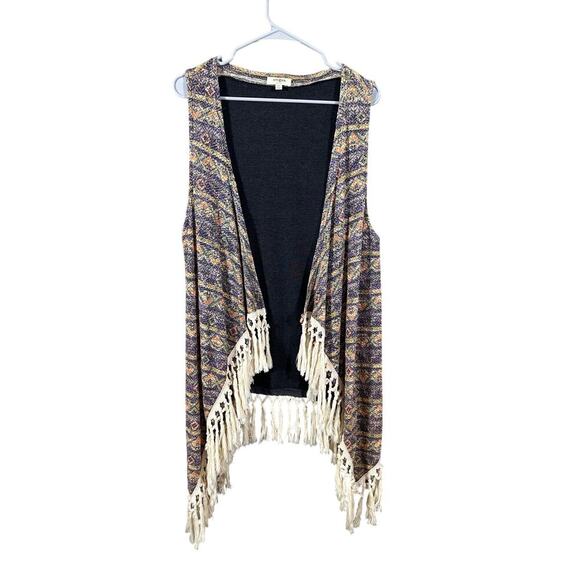 UMGEE Bohemian Fringe Knit Top M L Southwestern Aztec - Picture 1 of 7